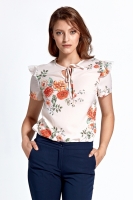 Bluza maneca scurta cu imprimeu floral Model 128475 Colett bej