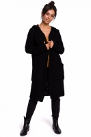 Cardigan tricotat lung cu gluga Model 134739 BE Knit negru