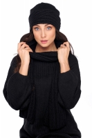Set iarna caciula tricot si fular Model 149905 Lemoniade negru