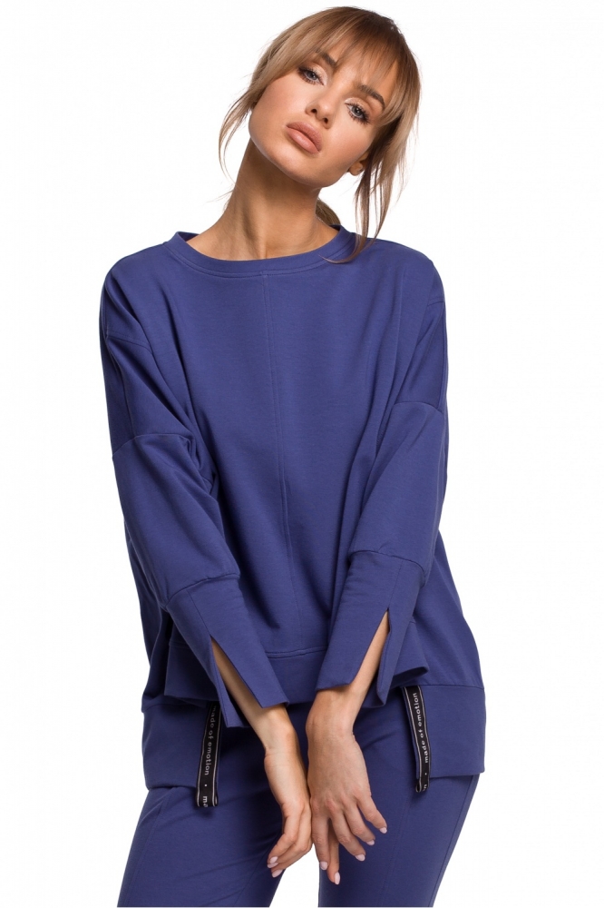 Bluza larga maneca lunga Model 142281 Moe Bleumarin