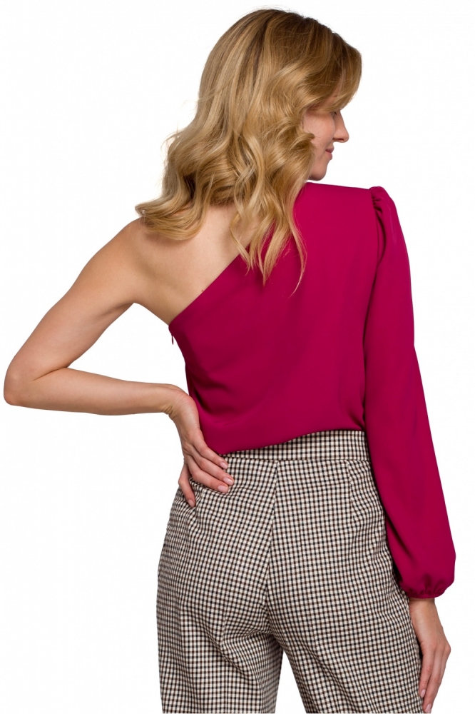 Bluza cu un umar gol Model 147668 Makover roz