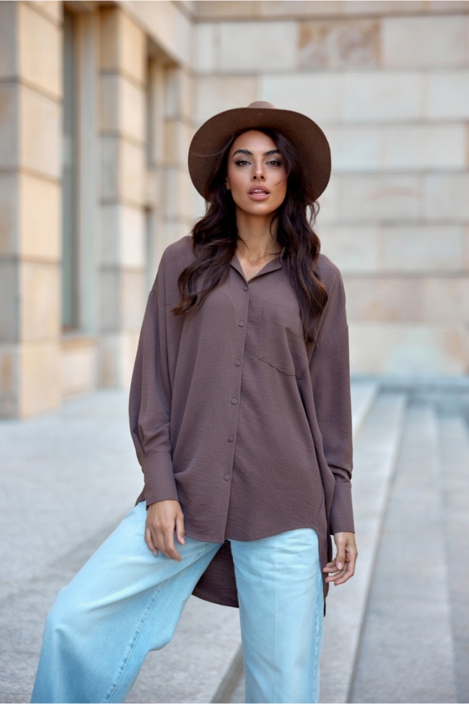 Camasa cu maneca lunga model 201520 Roco Fashion maro