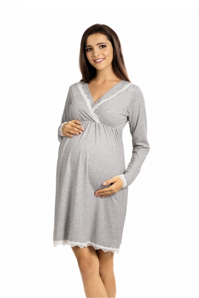 Camasa de noapte maternitate Model 150035 Lupo Line gri