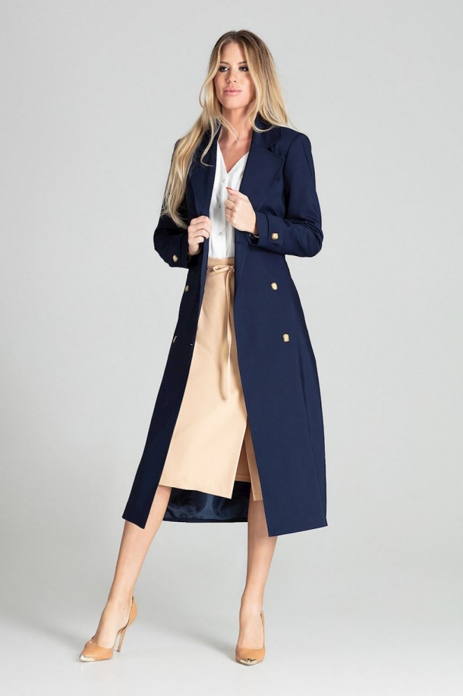 Palton elegant Model 141756 Figl Bleumarin