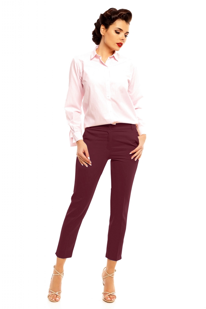 Pantaloni eleganti Model 140607 Cabba rosu