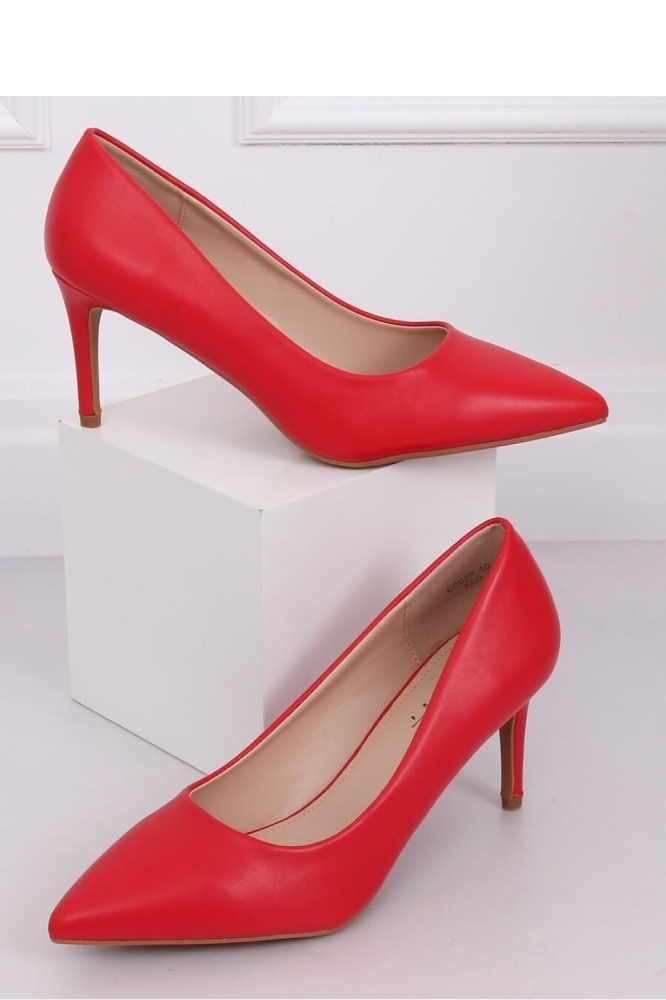 Pantofi cu toc subtire (stiletto) model 143680 Inello rosu