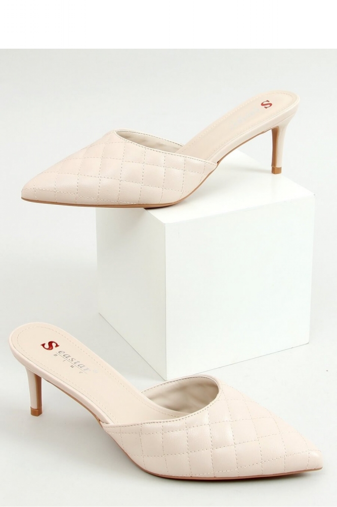 Pantofi cu toc subtire (stiletto) model 155101 Inello bej