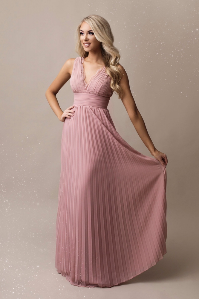 Rochie de seara plisata lunga Model 146096 YourNewStyle roz