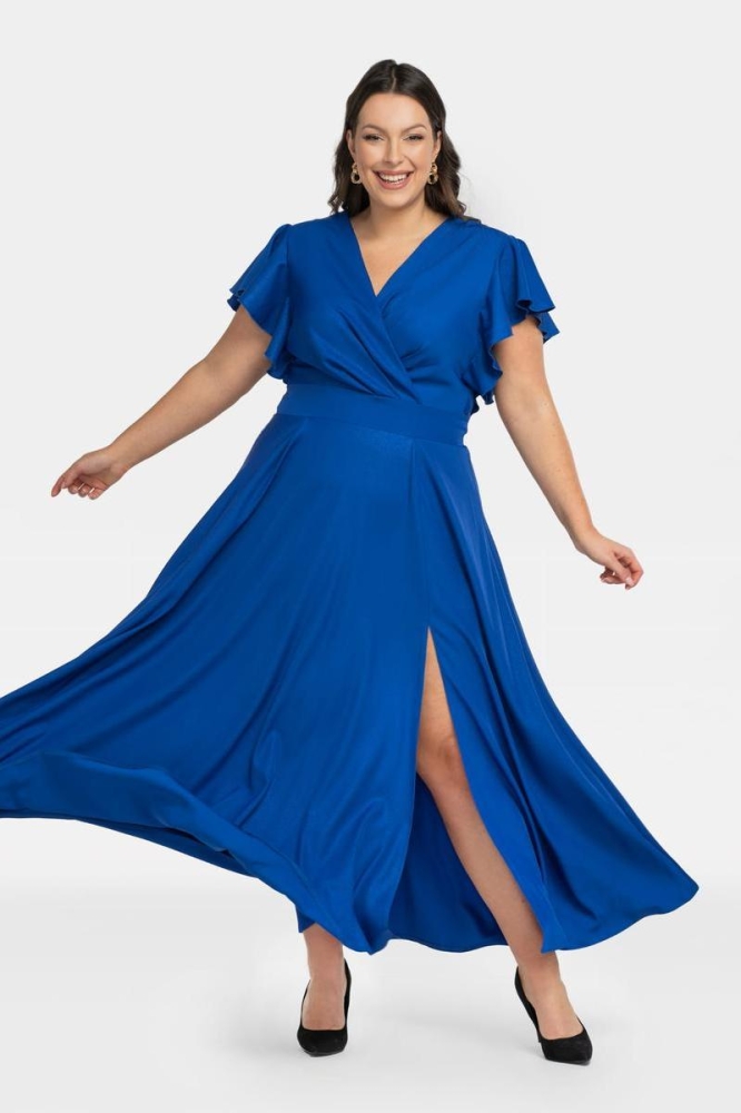Rochie marime plus model 196885 Karko albastru