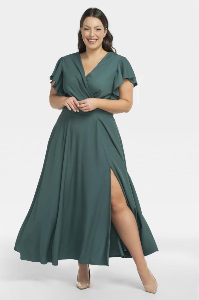 Rochie marime plus model 196886 Karko verde