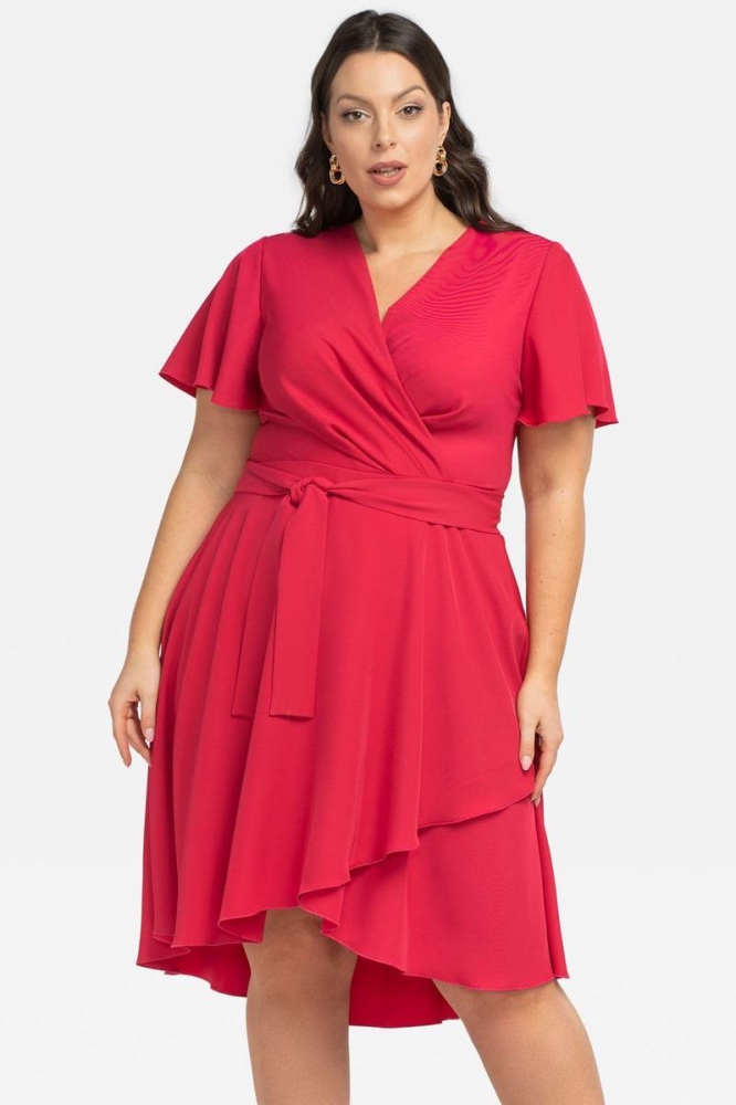 Rochie marime plus model 196888 Karko rosu