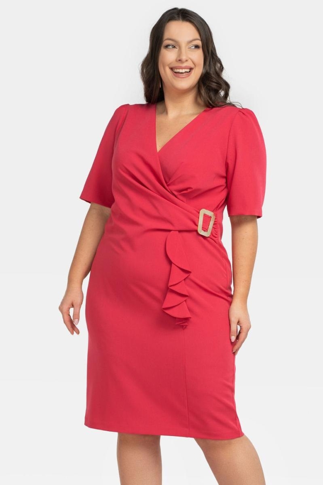 Rochie marime plus model 196890 Karko rosu