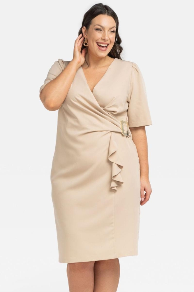 Rochie marime plus model 196891 Karko bej