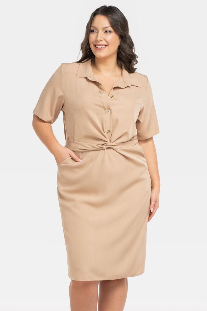 Rochie marime plus model 197777 Karko bej