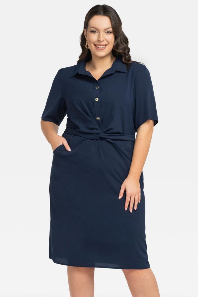 Rochie marime plus model 197778 Karko Bleumarin