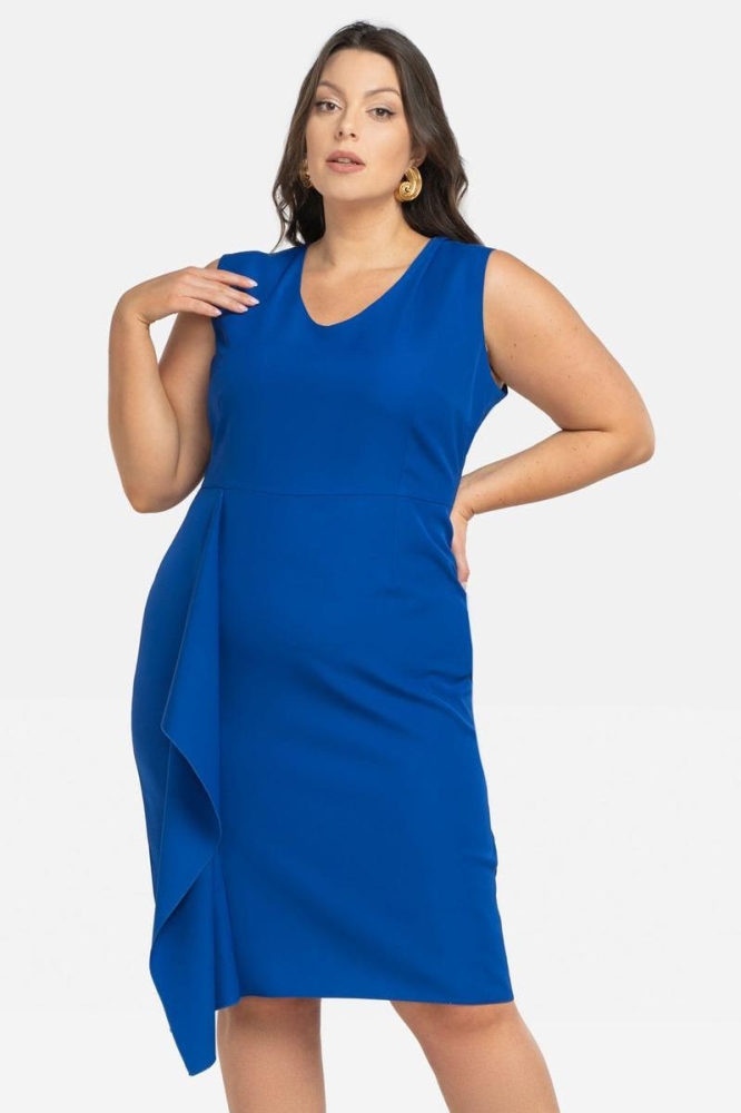 Rochie marime plus model 197781 Karko albastru