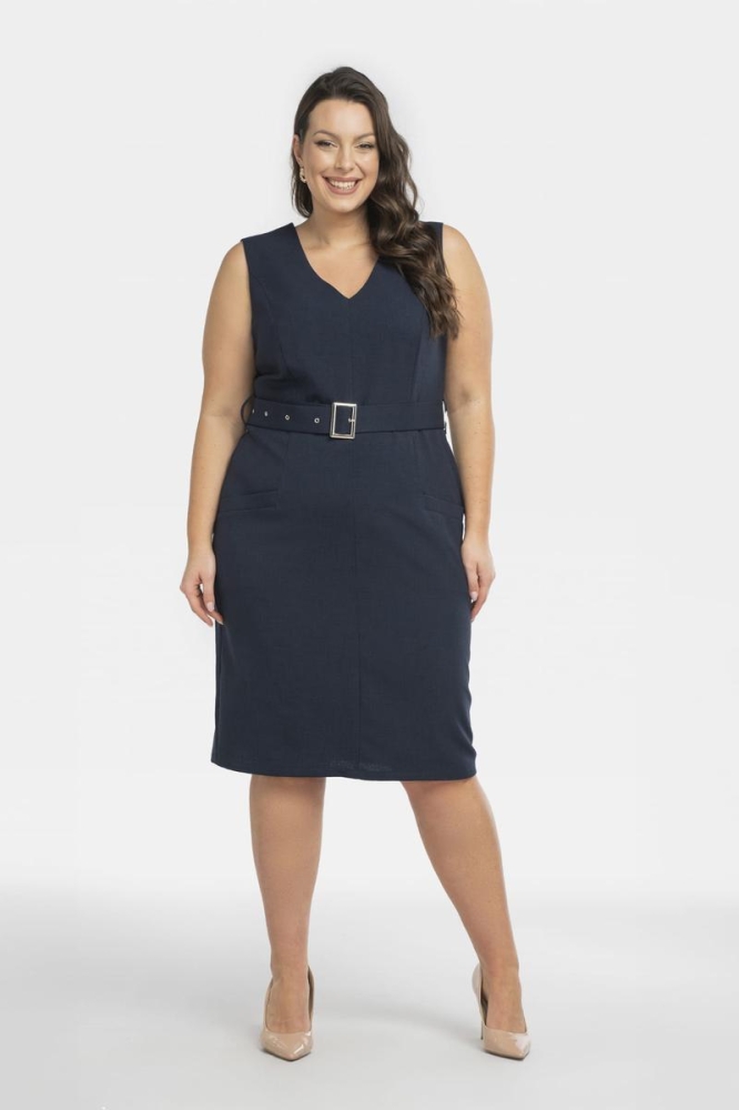 Rochie marime plus model 198155 Karko Bleumarin