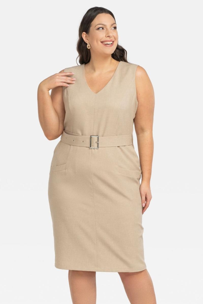 Rochie marime plus model 198157 Karko bej