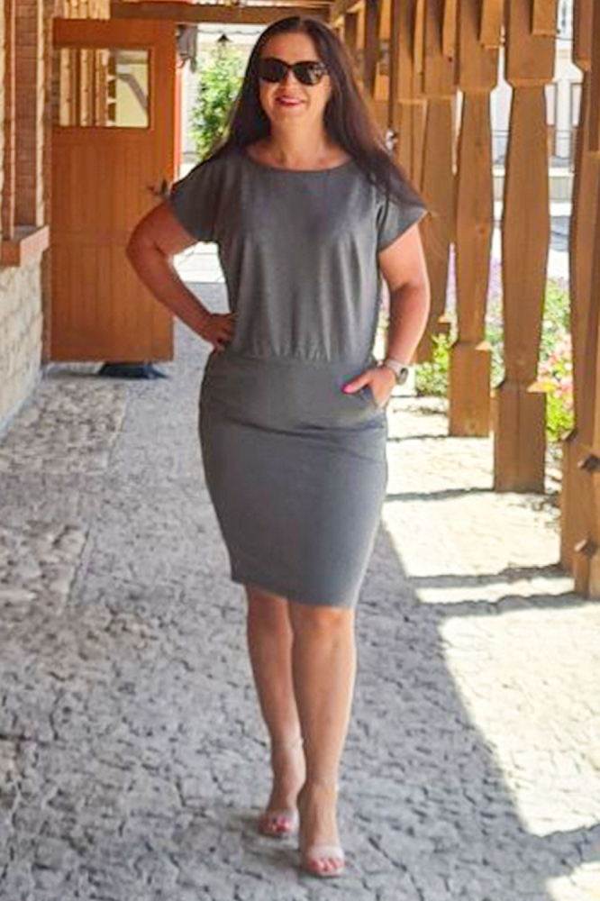 Rochie marime plus model 198771 Karko gri