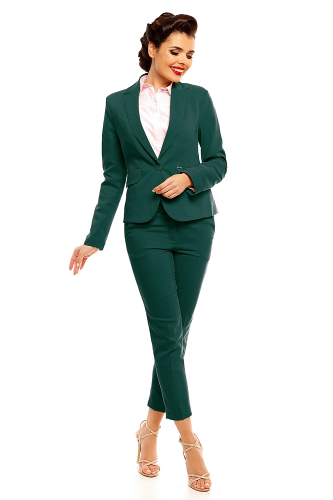 Sacou office cambrat cu nasture Model 140573 Cabba verde