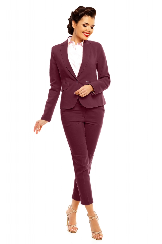 Sacou office cambrat cu nasture Model 140574 Cabba rosu