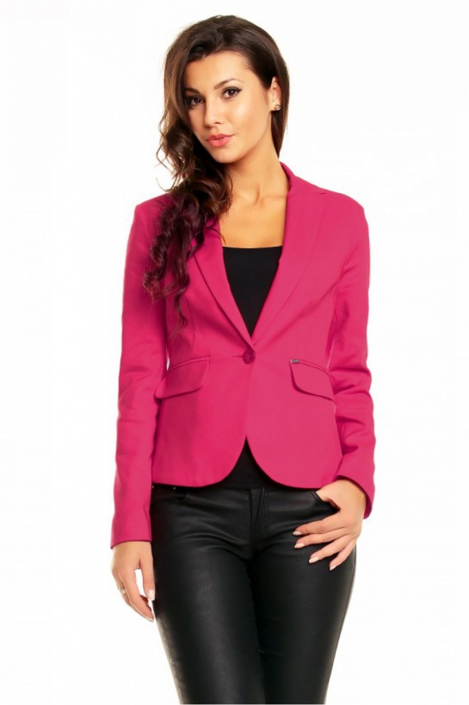 Sacou office cambrat cu nasture Model 63561 Cabba roz
