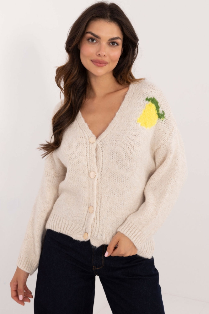 Sveter cu inchidere model 200480 Italy Moda bej