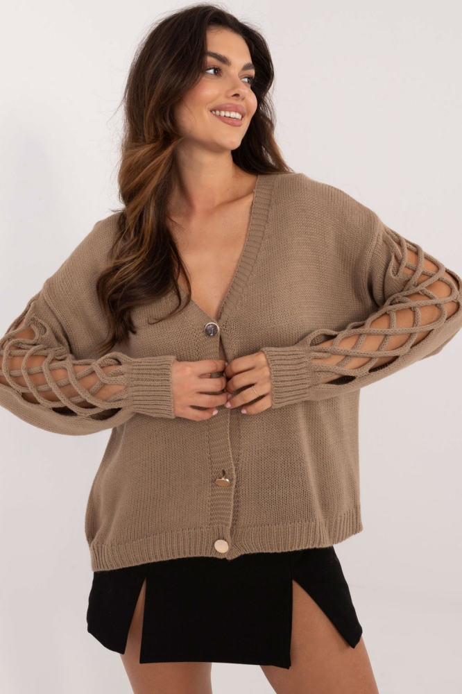 Sveter cu inchidere model 200494 Italy Moda bej