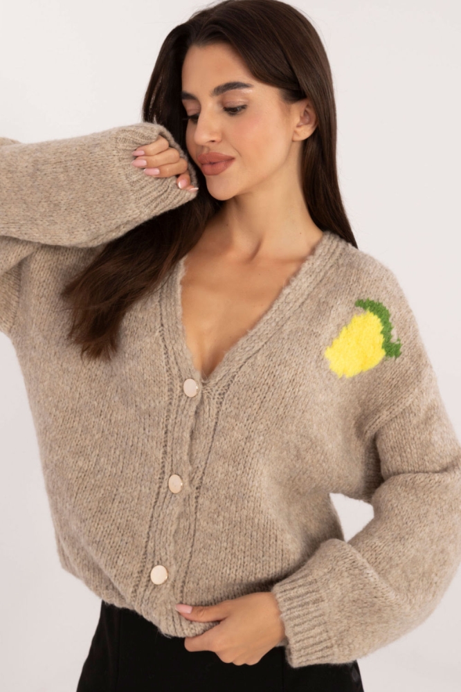 Sveter cu inchidere model 200512 Italy Moda bej